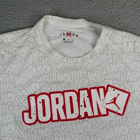 Nike Air Jordan Shirt Mens XL White All‎ Over Sticker Crew Neck - Picture 2 of 9